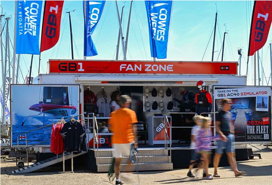 GB1 Fanzone set up at Cowes Yacht Haven