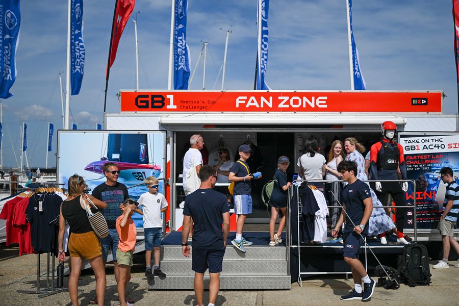 GB1's Fanzone set up at Cowes Yacht Haven