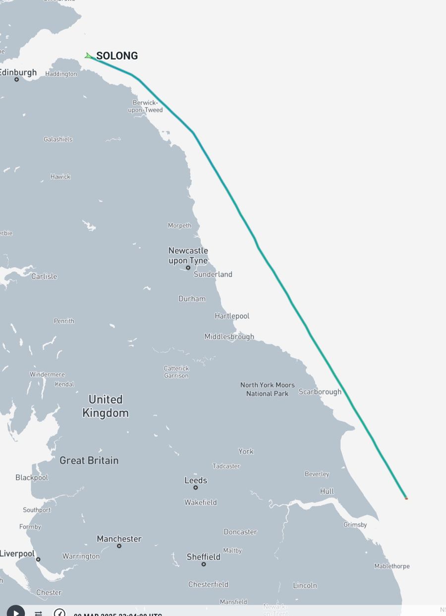 SOLONG AIS data tracking their voyage route