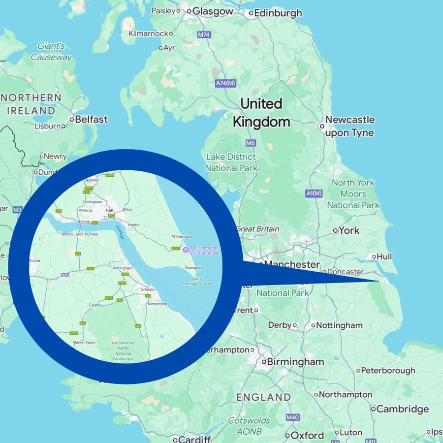 UK map with insert of Humber Estuary. Photo credit: BNZ graphic, google maps