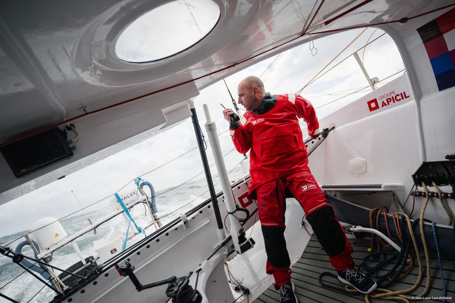 Groupe APICIL skipper Damien Seguin (FRA) is pictured during training, in Lorient, France. Photo Credit: Jean-Louis Carli