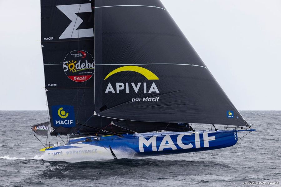 MACIF Santé Prévoyance skipper Charlie Dalin (FRA) is pictured training for the Vendee Globe, on September 10, 2024, off Lorient, France -