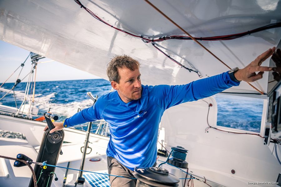 MS Amlin skipper Conrad Colman (NZL) is pictured training on September 12, 2024 off Lorient, France - Photo Credit: Georgia Schofield