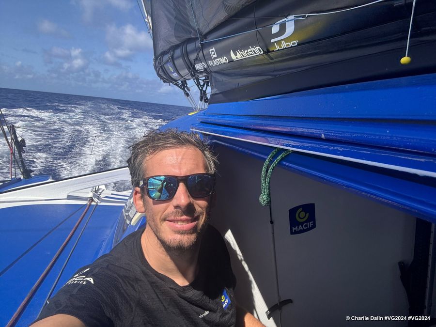 RACE, NOVEMBER 22, 2024 : Photo sent from the boat MACIF Santé Prévoyance during the Vendee Globe sailing race on November 22, 2024. Photo Credit: skipper Charlie Dalin