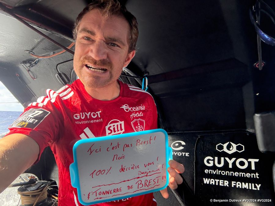 Photo sent from the boat GUYOT Environnement - Water Family during the Vendee Globe sailing race on November 25, 2024. Photo credit: skipper Benjamin Dutreux
