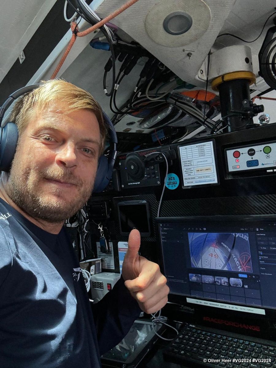 Photo sent from the boat Tut Gut. Sailing during the Vendee Globe sailing race on November 27, 2024. Photo credit: skipper Oliver Heer