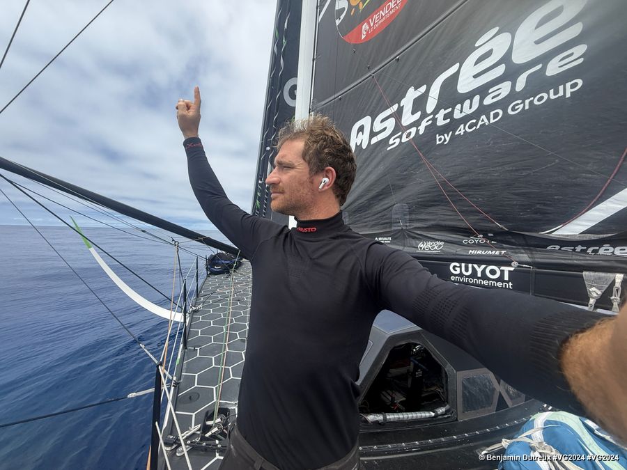 Photo sent from the boat GUYOT Environnement - Water Family during the Vendee Globe sailing race on November 29, 2024. Photo credit: skipper Benjamin Dutreux)