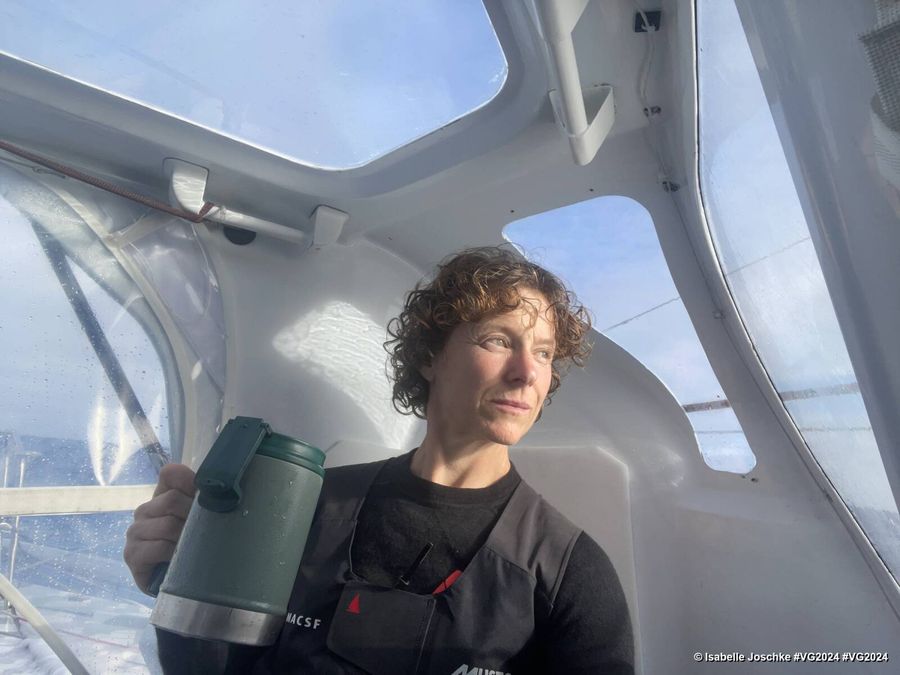 Photo sent from the boat MACSF during the Vendee Globe sailing race on November 30, 2024. Photo creditr: skipper Isabelle Joschke.