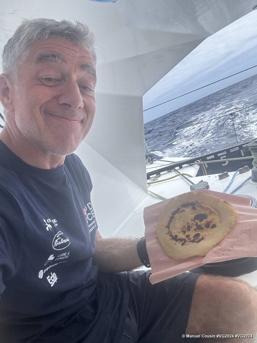 Photo sent from the boat Coup de Pouce during the Vendee Globe sailing race on November 30, 2024. Photo credit: skipper Manuel Cousin