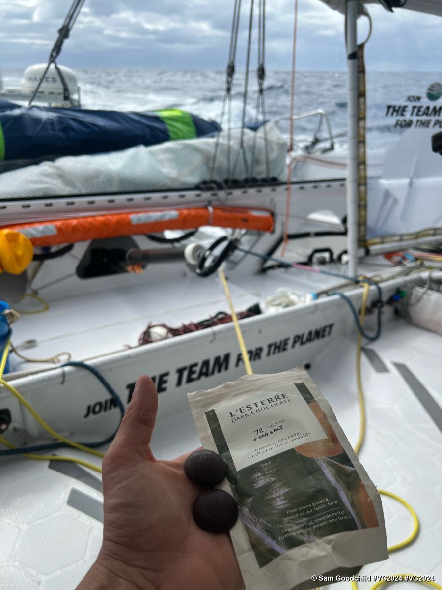 The spoils of leadership! Photo sent from the boat VULNERABLE SG during the Vendee Globe sailing race on November 30, 2024. Photo credit: skipper Sam Goodchild