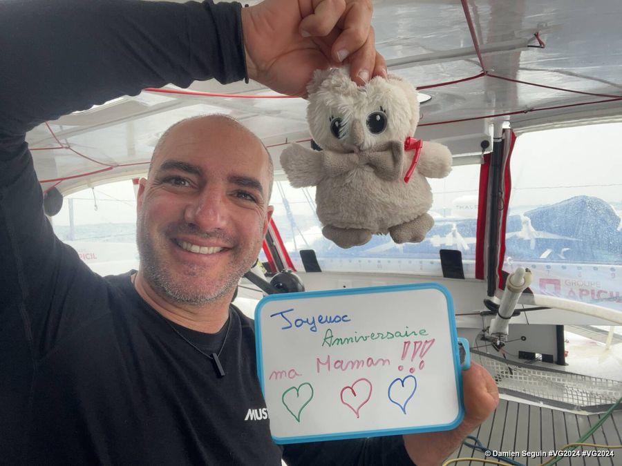 Photo sent from the boat Groupe APICIL during the Vendee Globe sailing race on December 01, 2024. Photo credit: skipper Damien Seguin