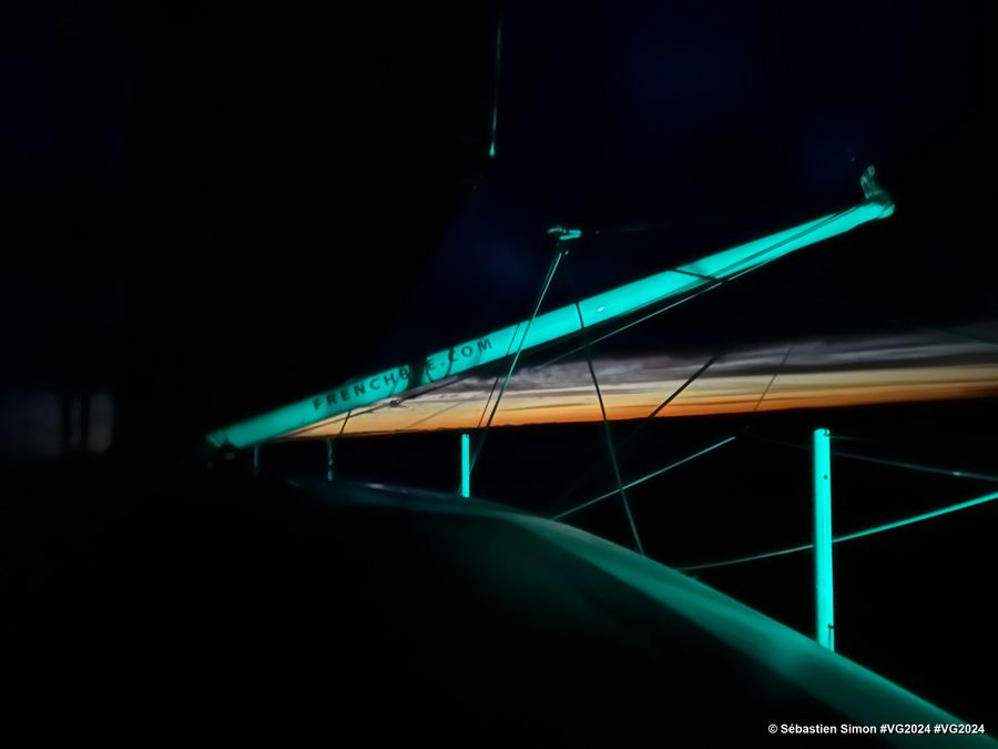 Photo sent from the boat Groupe Dubreuil during the Vendee Globe sailing race on December 04, 2024. Photo credit: skipper Sébastien Simon