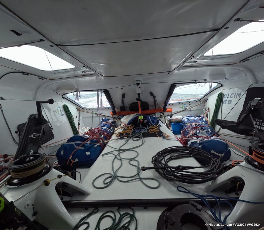 Photo sent from the boat HOLCIM - PRB during the Vendee Globe sailing race on December 07, 2024. Photo credit: skipper Nicolas Lunven