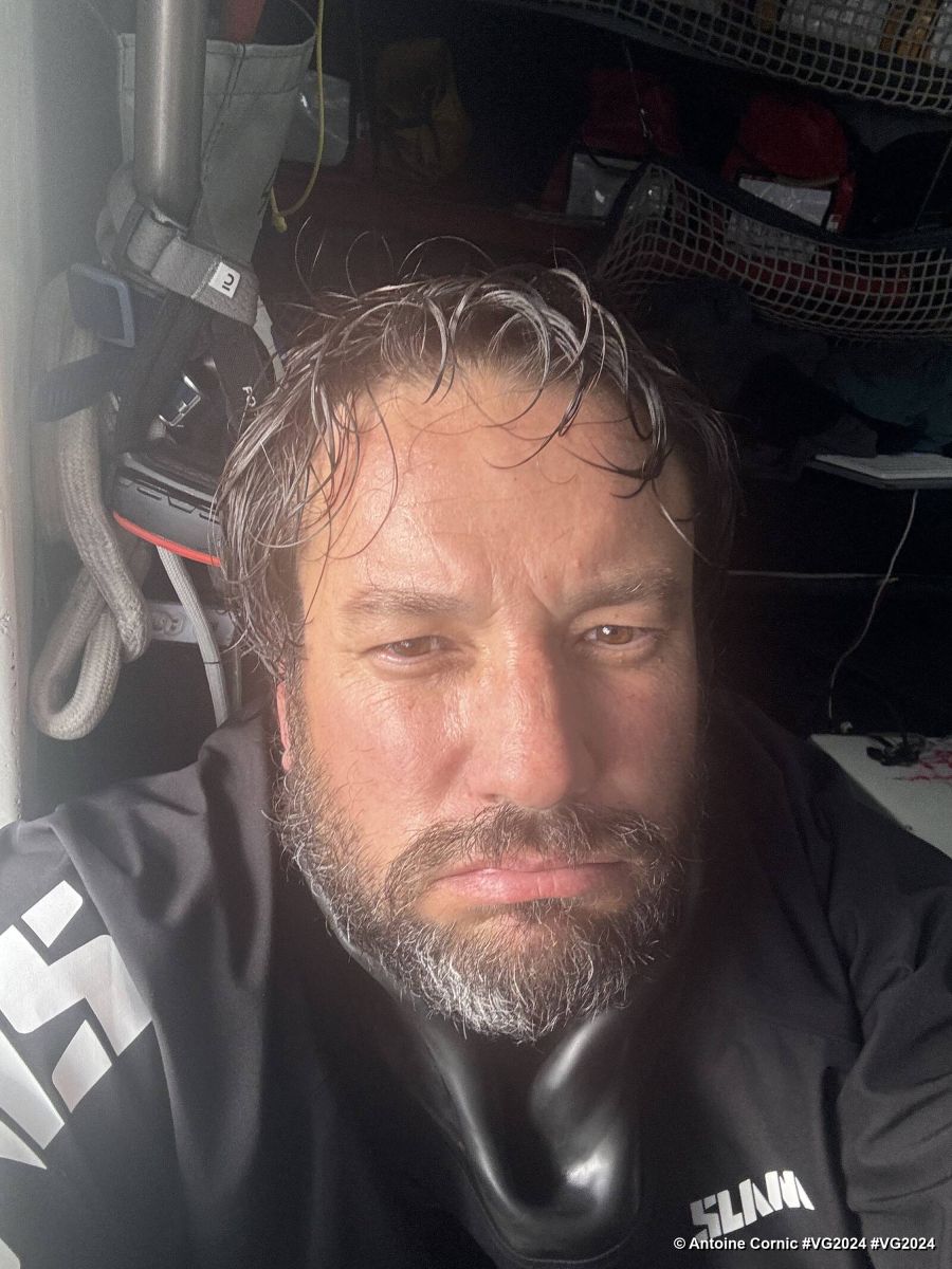 Photo sent from the boat HUMAN Immobilier during the Vendee Globe sailing race on December 08, 2024. Photo credit: skipper Antoine Cornic
