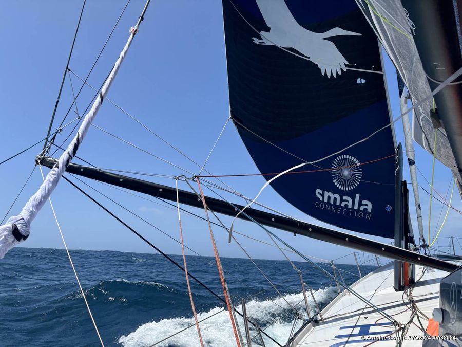 Photo sent from the boat HUMAN Immobilier during the Vendee Globe sailing race on December 09, 2024. Photo credit: skipper Antoine Cornic