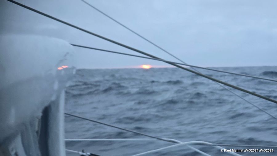 Photo sent from the boat Biotherm during the Vendee Globe sailing race on December 11, 2024. Photo credit: skipper Paul Meilhat