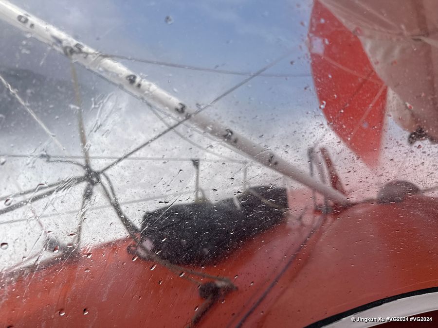 Photo sent from the boat Singchain Team Haikou during the Vendee Globe sailing race on December 11, 2024. Photo credit: skipper Jingkun Xu