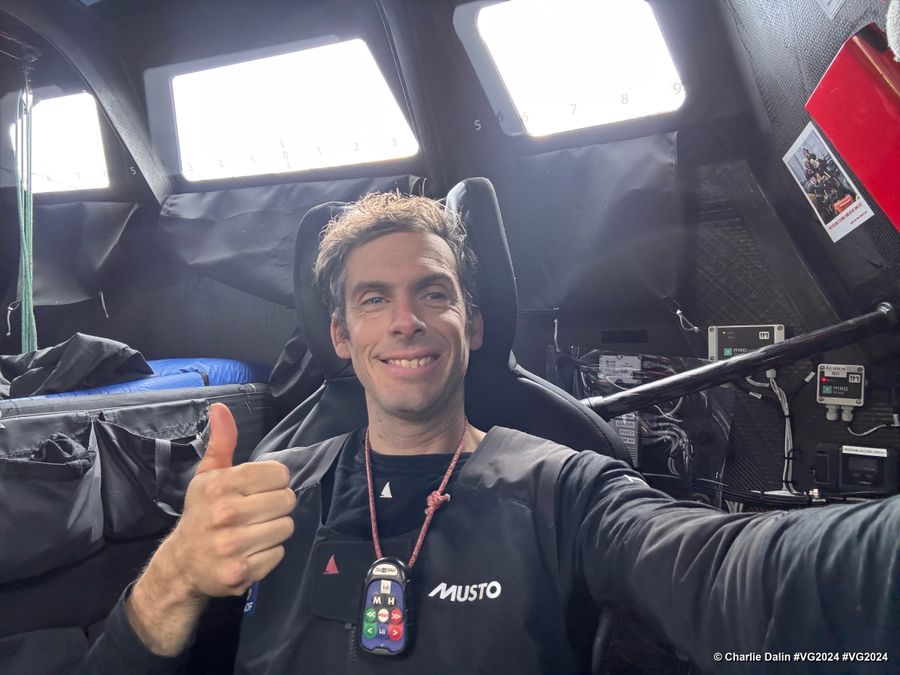 Photo sent from the boat MACIF Santé Prévoyance during the Vendee Globe sailing race on December 12, 2024. Photo credit: skipper Charlie Dalin
