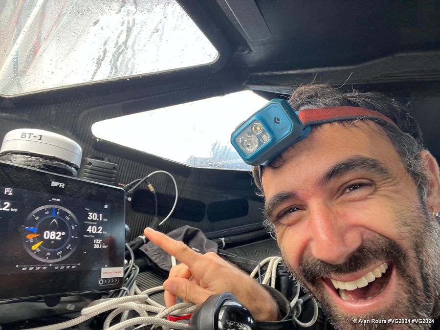 Photo sent from the boat Hublot during the Vendee Globe sailing race on December 12, 2024. Photo credit: skipper Alan Roura
