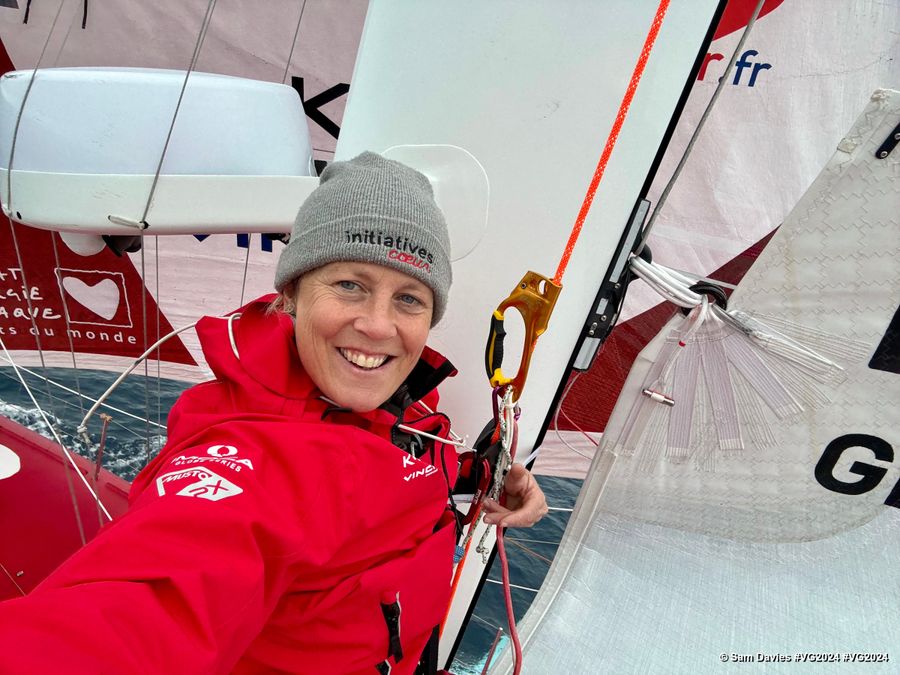Photo sent from the boat Initiatives-Coeur during the Vendee Globe sailing race on December 12, 2024. Photo credit: skipper Sam Davies
