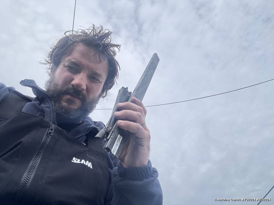 Photo sent from the boat HUMAN Immobilier during the Vendee Globe sailing race on December 13, 2024. Photo credit: skipper Antoine Cornic