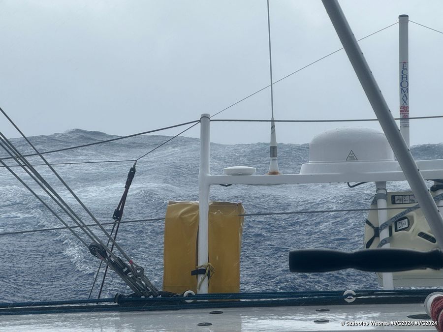 Photo sent from the boat New Europe during the Vendee Globe sailing race on December 14, 2024. Photo credit: skipper Szabolcs Weöres