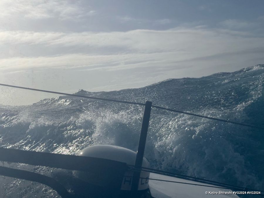 Photo sent from the boat DMG MORI Global One during the Vendee Globe sailing race on December 15, 2024. Photo credit: skipper Kojiro Shiraishi