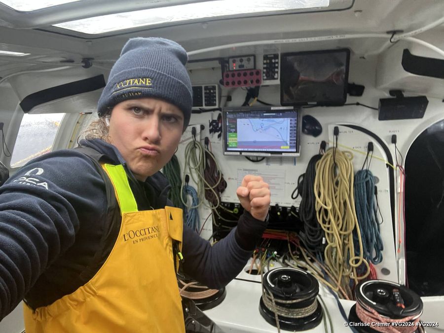 Photo sent from the boat L’Occitane en Provence during the Vendee Globe sailing race on December 02, 2024. Photo credit: skipper Clarisse Crémer