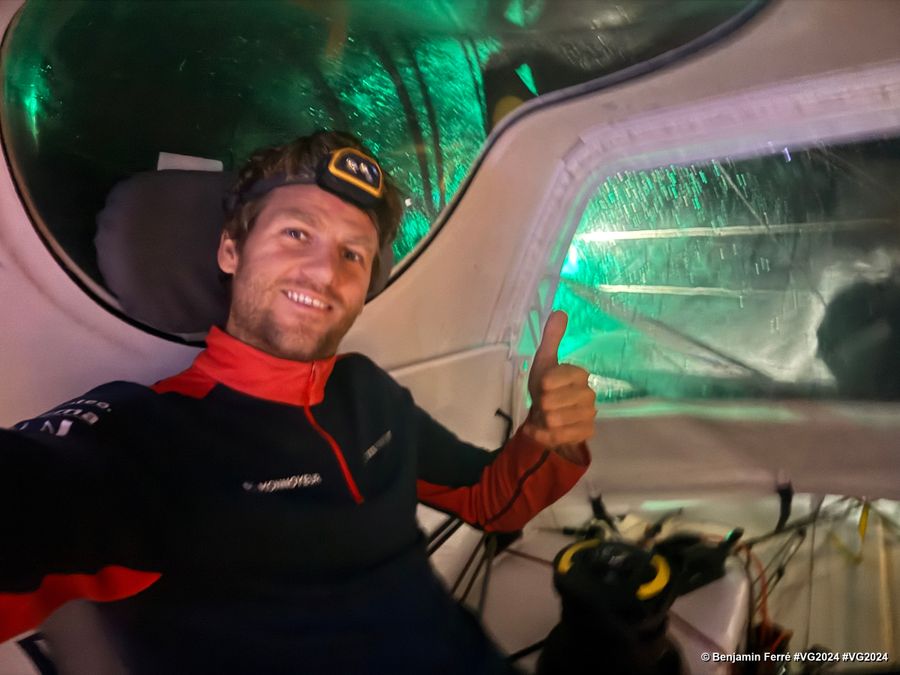 Photo sent from the boat Monnoyeur - DUO for a JOB during the Vendee Globe sailing race on December 16, 2024. Photo credit: skipper Benjamin Ferré