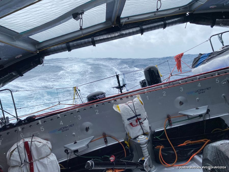Photo sent from the boat TeamWork - Team Snef during the Vendee Globe sailing race on December 17, 2024. Photo credit: skipper Justine Mettraux
