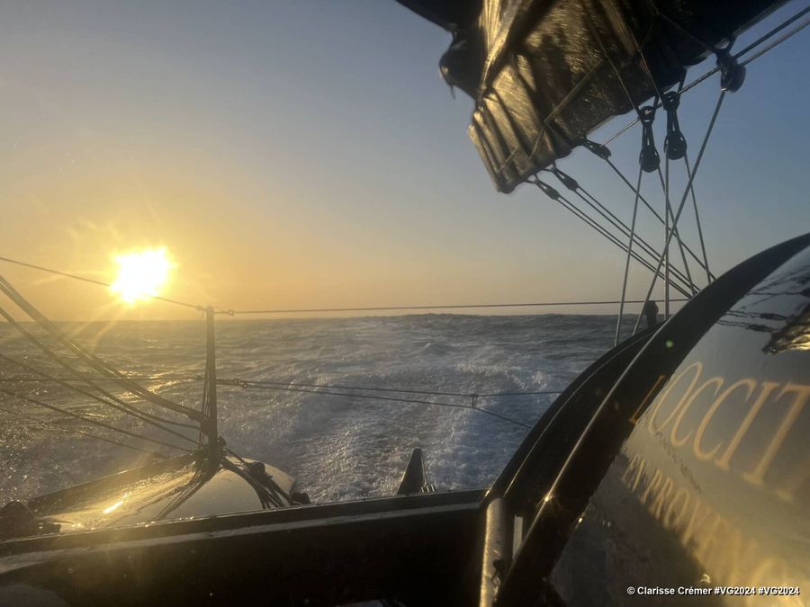Photo sent from the boat L’Occitane en Provence during the Vendee Globe sailing race on December 17, 2024. Photo credit: skipper Clarisse Crémer