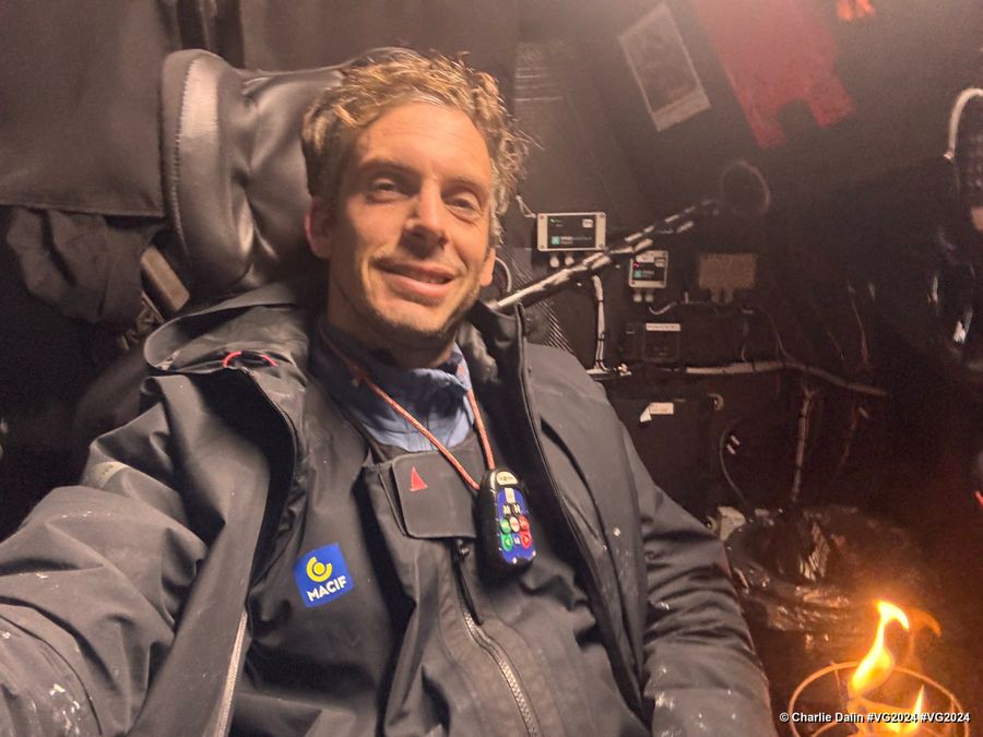 Photo sent from the boat MACIF Santé Prévoyance during the Vendee Globe sailing race on December 19, 2024. Photo credit: skipper Charlie Dalin