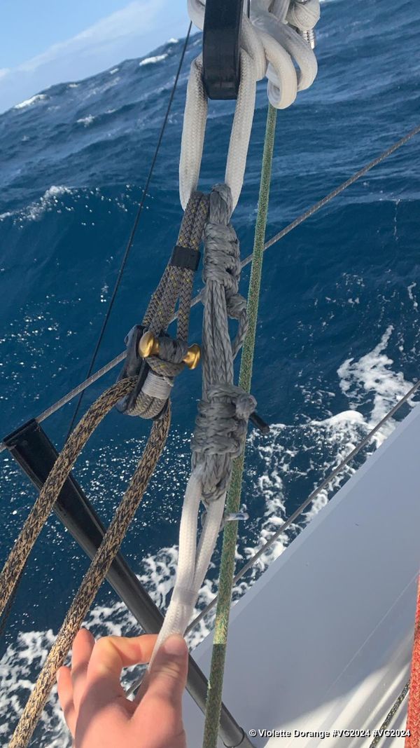 Photo sent from the boat DeVenir during the Vendee Globe sailing race on December 19, 2024. Photo credit: skipper Violette Dorange. Works!