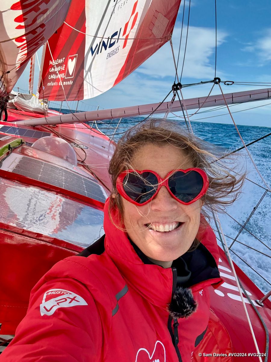 Photo sent from the boat Initiatives-Coeur during the Vendee Globe sailing race on December 19, 2024. Photo credit: skipper Sam Davies