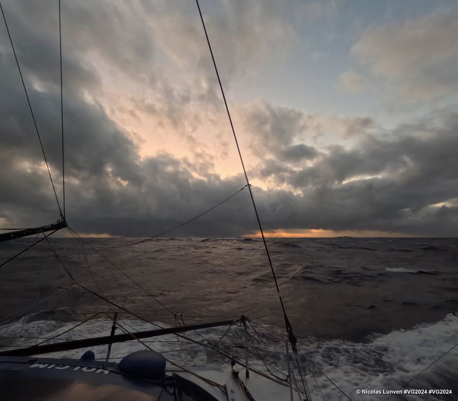Photo sent from the boat HOLCIM - PRB during the Vendee Globe sailing race on December 22, 2024. Photo credit: skipper Nicolas Lunven.