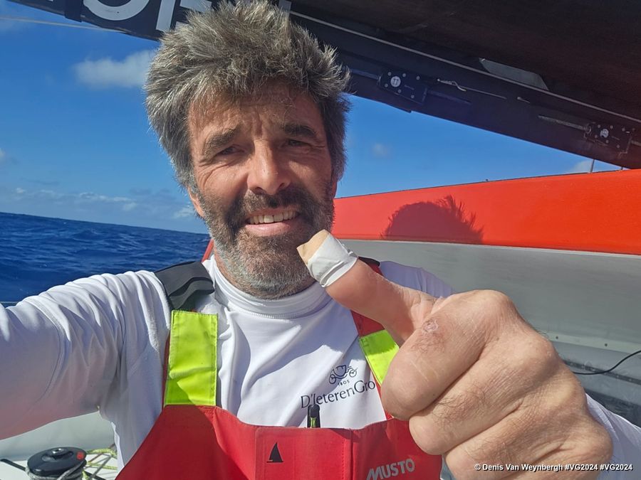 Photo sent from the boat D’Ieteren Group during the Vendee Globe sailing race on December 23, 2024. Photo credit: skipper Denis Van Weynbergh