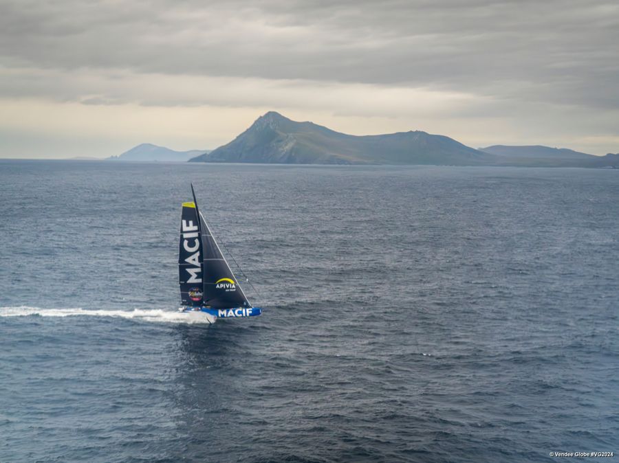 MACIF Santé Prévoyance skipper Charlie Dalin (FRA) is photographed rounding Cape Horn in second place during the Vendee Globe sailing race on December 24, 2024. Photo credit: Vendee Globe