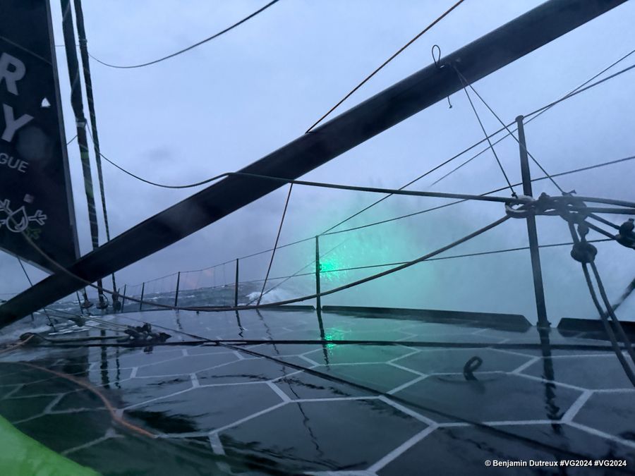Photo sent from the boat GUYOT Environnement - Water Family during the Vendee Globe sailing race on December 27, 2024. Photo credit: skipper Benjamin Dutreux