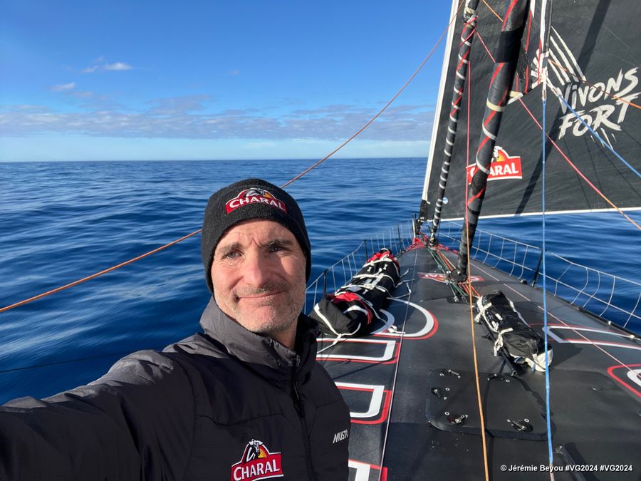 Photo sent from the boat Charal during the Vendee Globe sailing race on December 28, 2024. Photo credit: skipper Jérémie Beyou