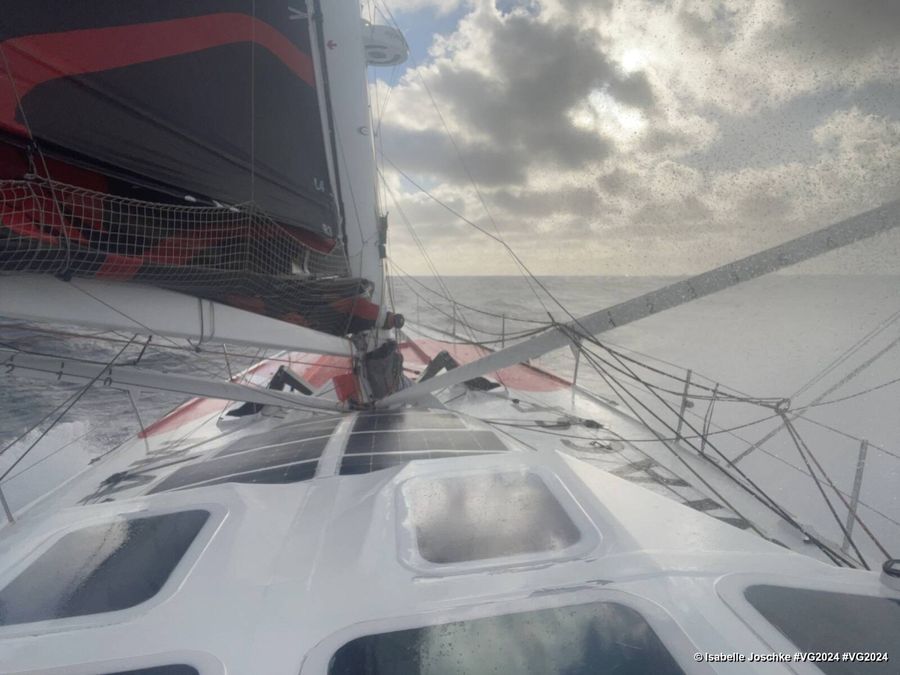 Photo sent from the boat MACSF during the Vendee Globe sailing race on December 29, 2024. Photo credit: skipper Isabelle Joschke