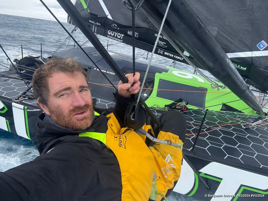 Photo sent from the boat GUYOT Environnement - Water Family during the Vendee Globe sailing race on December 29, 2024. Photo credit: skipper Benjamin Dutreux. Works