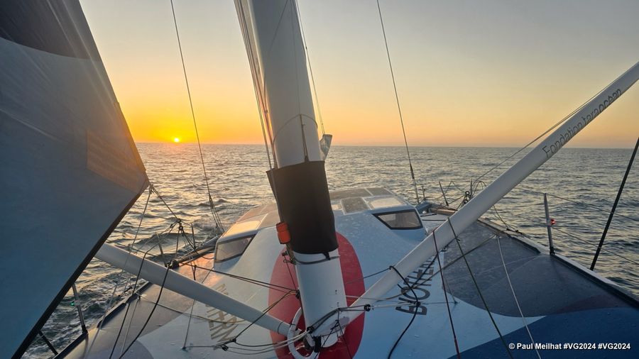 Photo sent from the boat Biotherm during the Vendee Globe sailing race on December 30, 2024. Photo credit: skipper Paul Meilhat