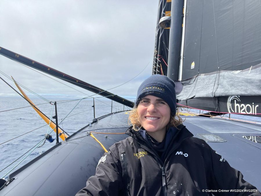 Photo sent from the boat L’Occitane en Provence during the Vendee Globe sailing race on December 31, 2024. Photo credit: skipper Clarisse Crémer