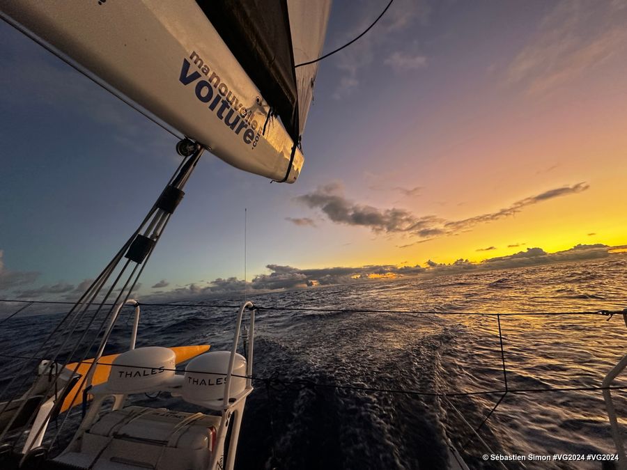 Photo sent from the boat Groupe Dubreuil during the Vendee Globe sailing race on December 30, 2024. Photo credit: skipper Sébastien Simon