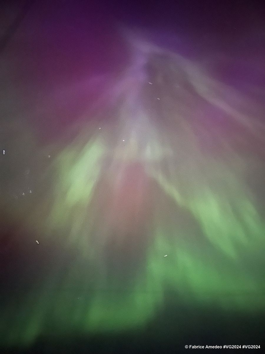 Photo sent from the boat Nexans - Wewise during the Vendee Globe sailing race on January 02, 2024. Photo credit: skipper Fabrice Amedeo. Aurora Australis