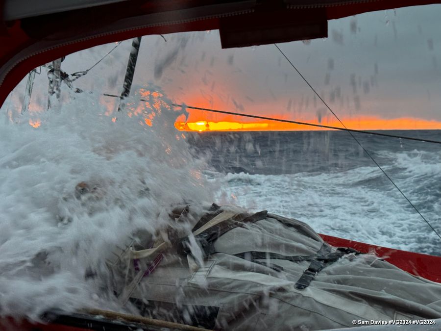 Photo sent from the boat Initiatives-Coeur during the Vendee Globe sailing race on January 03, 2025. Photo credit: skipper Sam Davies