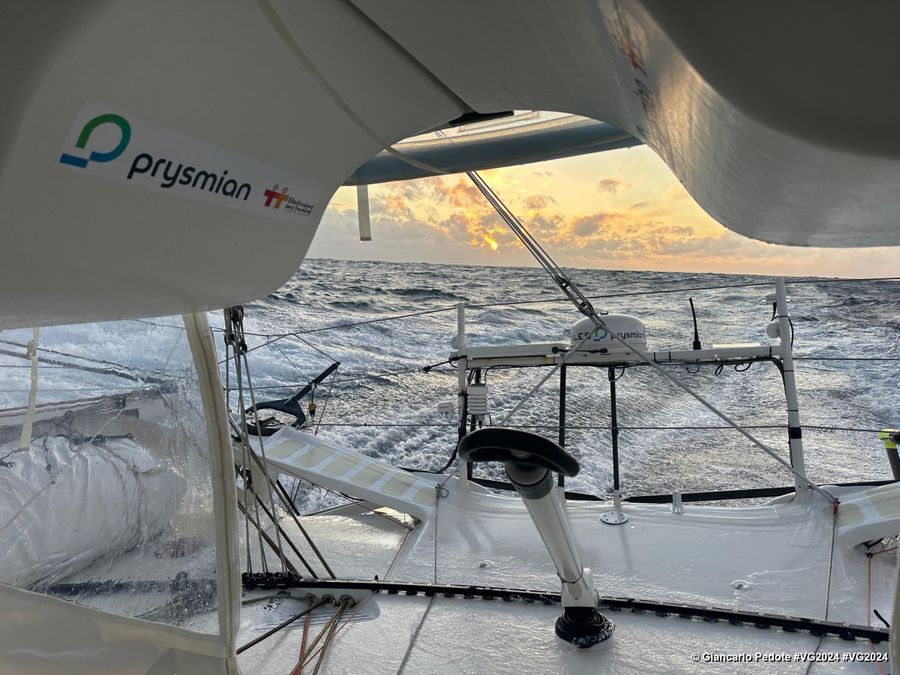 Photo sent from the boat Prysmian during the Vendee Globe sailing race on January 03, 2025. Photo credit: skipper Giancarlo Pedote