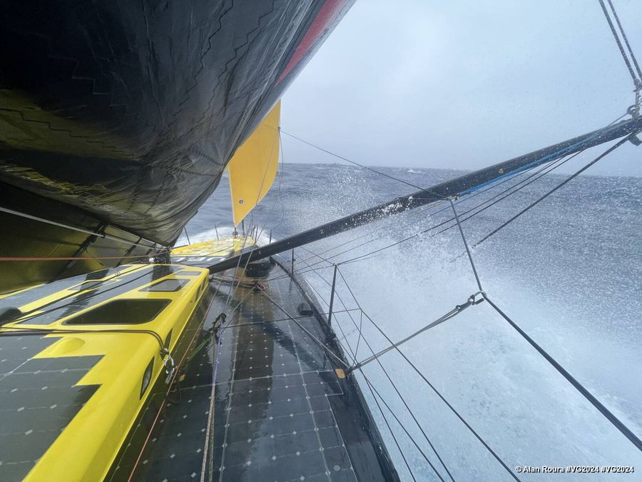 Photo sent from the boat Hublot during the Vendee Globe sailing race on January 04, 2025. Photo credit: skipper Alan Roura