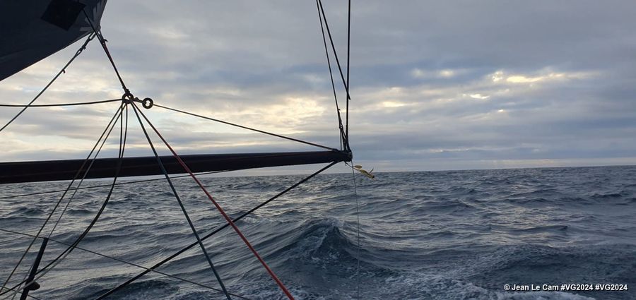 Photo sent from the boat Tout Commence en Finistère - Armor Lux during the Vendee Globe sailing race on December 05, 2024. Photo credit: skipper Jean Le Cam. Falkland islands.