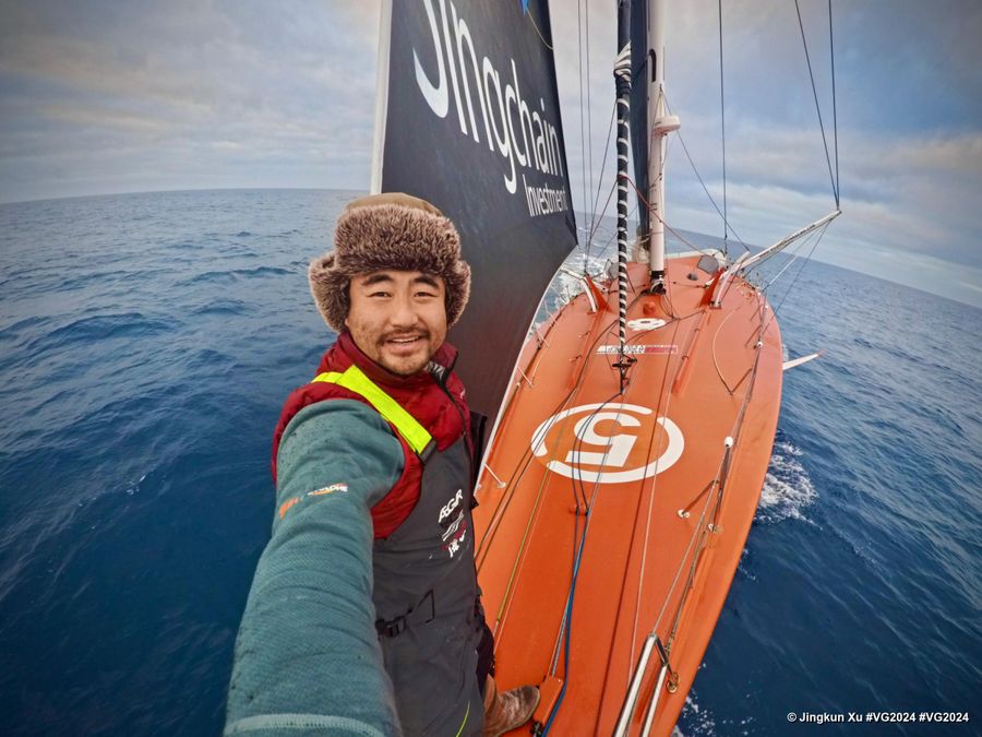 Photo sent from the boat Singchain Team Haikou during the Vendee Globe sailing race on January 06, 2024. Photo credit: skipper Jingkun Xu